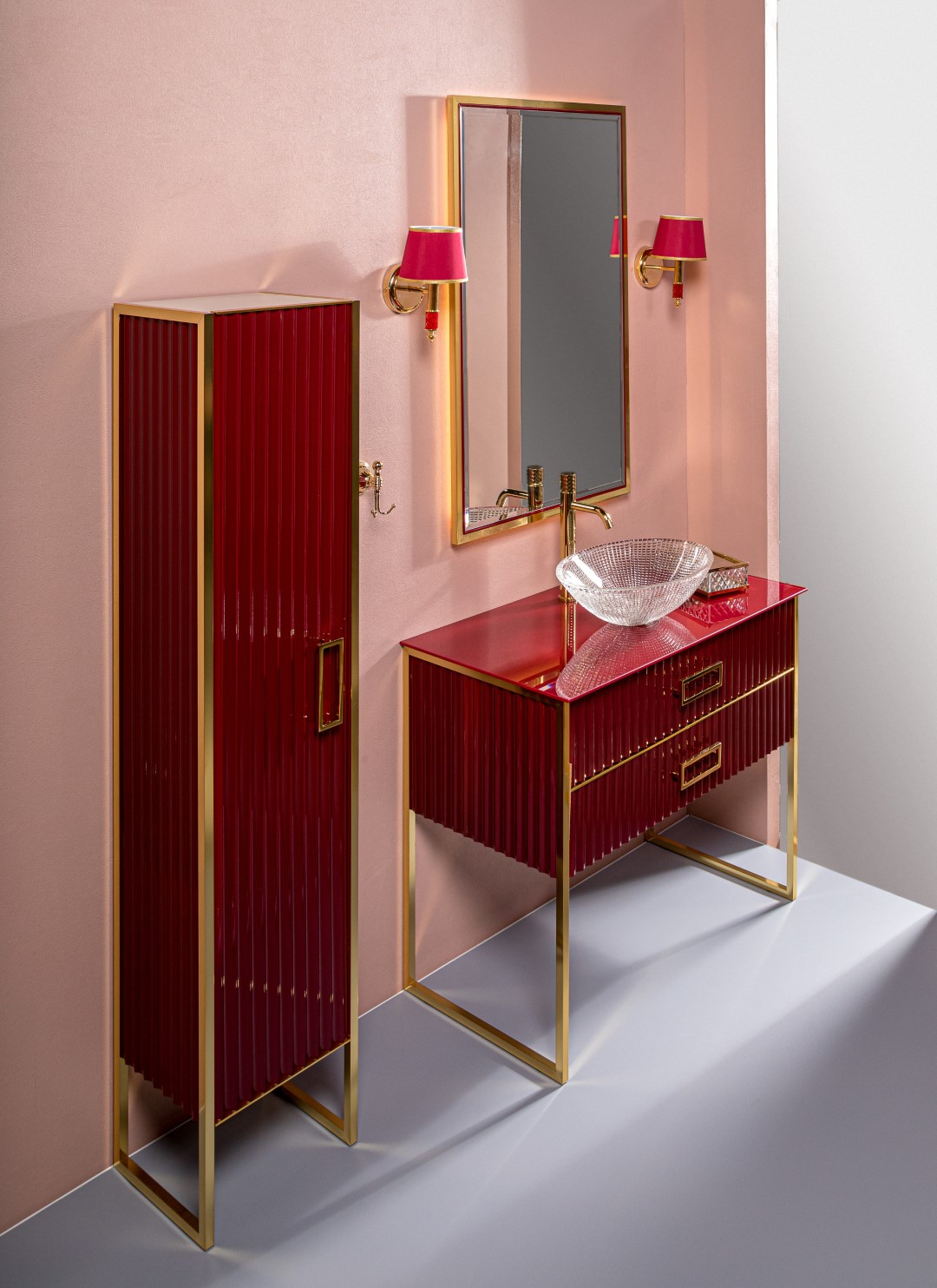 Мебель для ванной комнаты Armadi Art Monaco 100 бордо глянец/золото