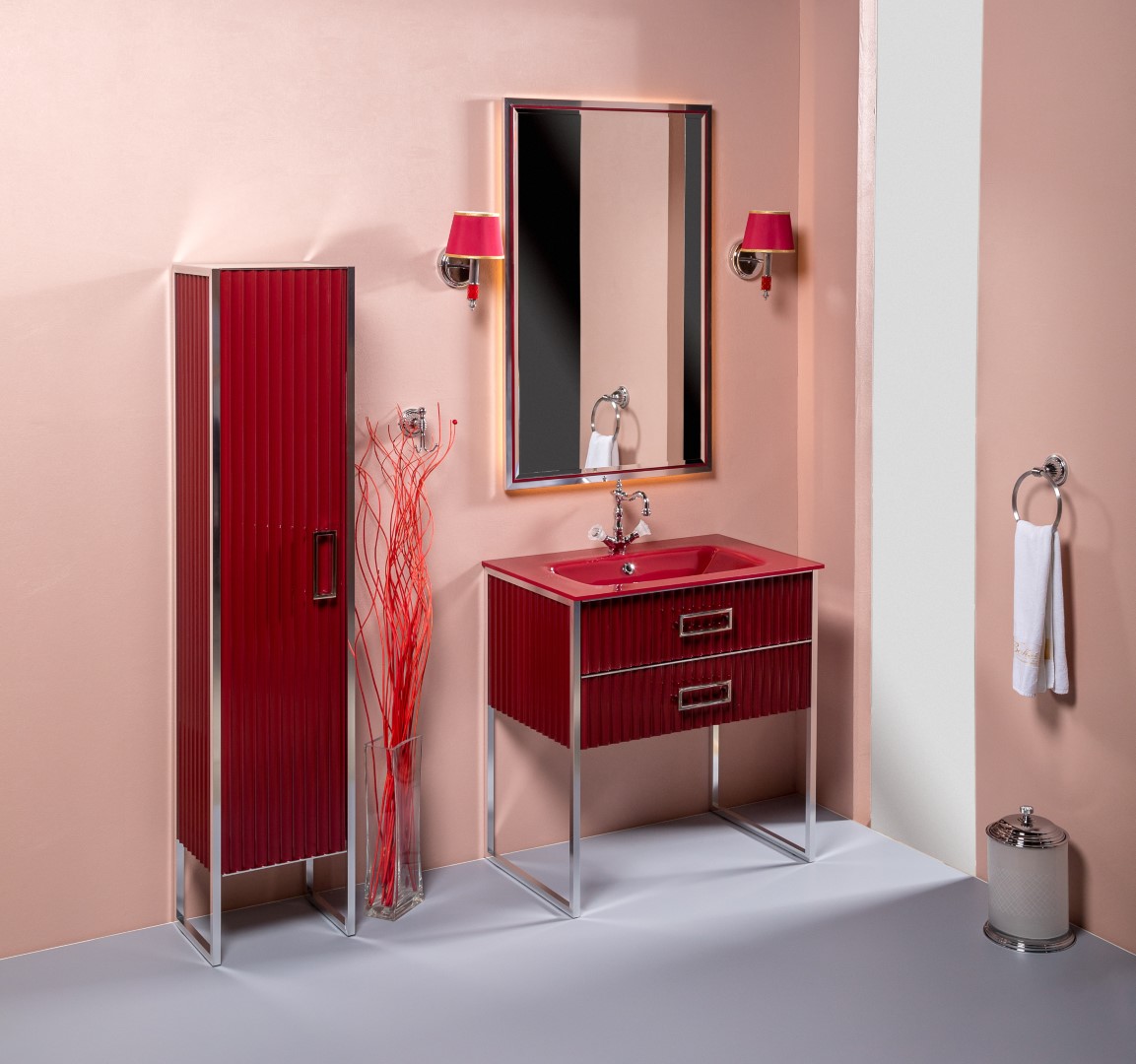 Мебель для ванной комнаты Armadi Art Monaco 80 бордо глянец/хром