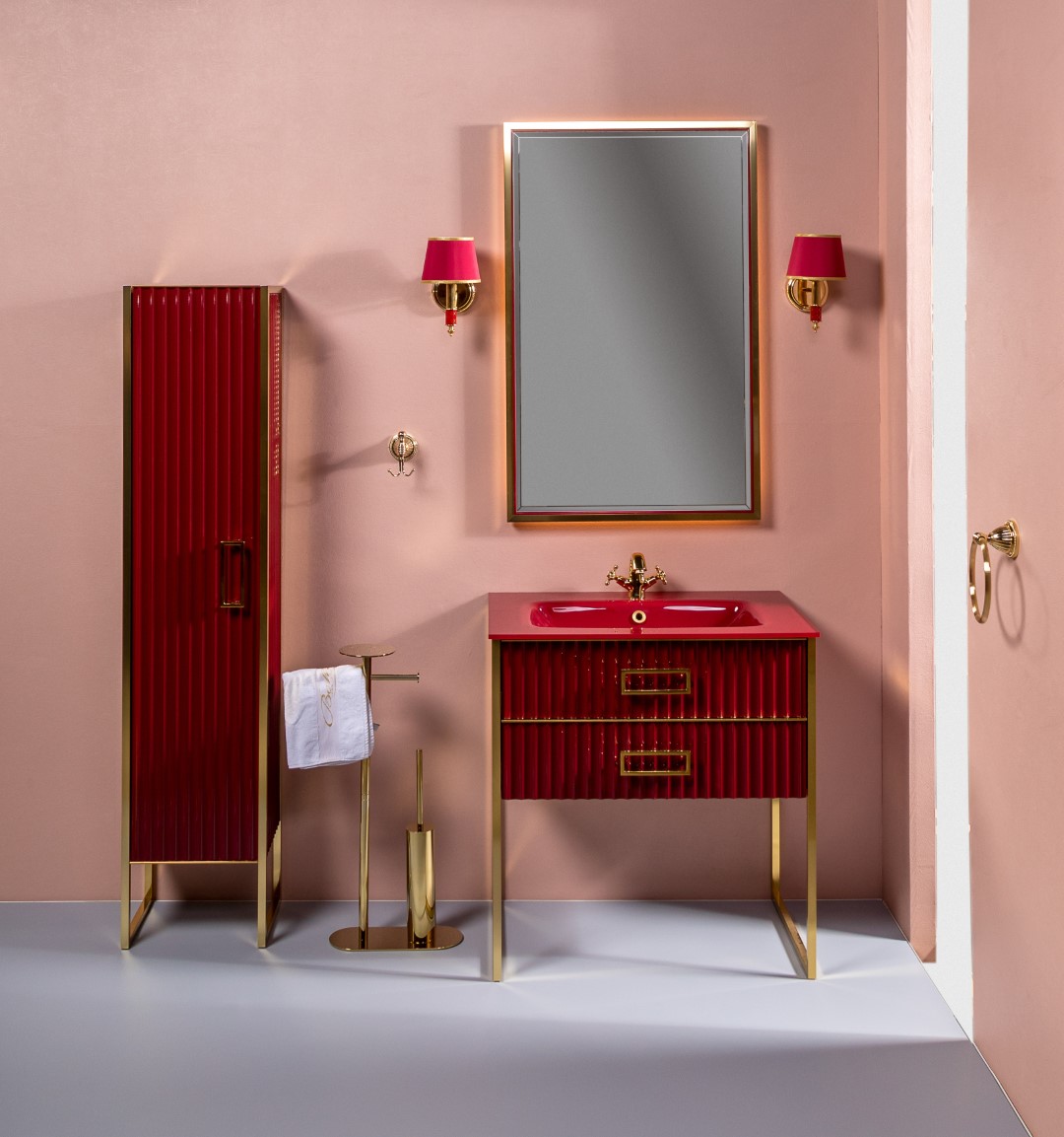 Мебель для ванной комнаты Armadi Art Monaco 80 бордо глянец/золото