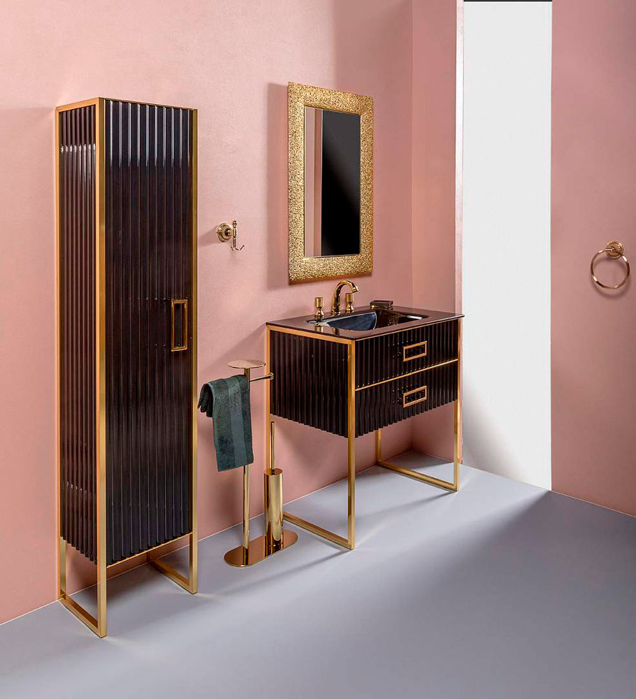 Мебель для ванной комнаты Armadi Art Monaco 80 черный глянец/золото