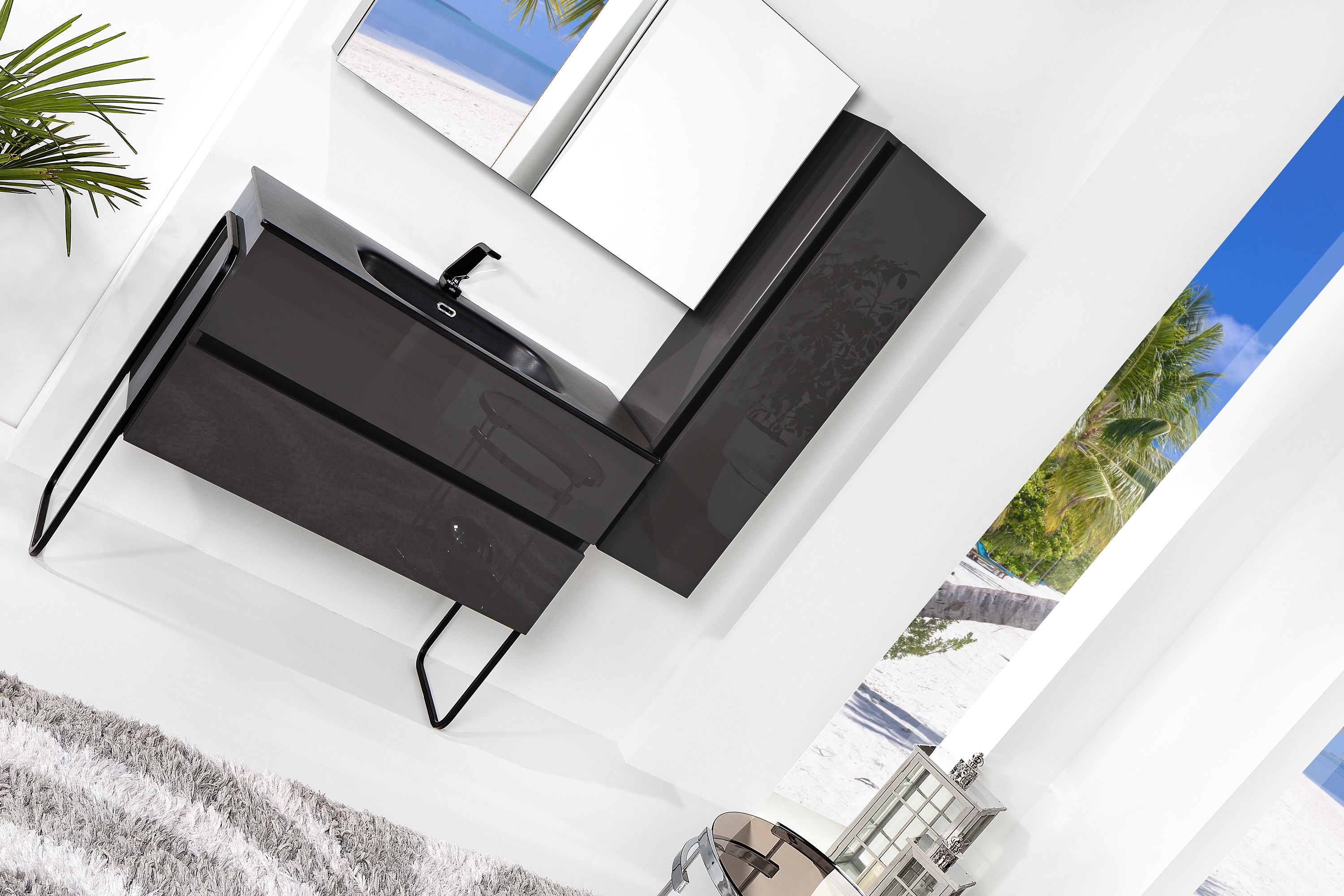 Мебель для ванной комнаты Armadi Art Vallessi 120 антрацит глянцевый