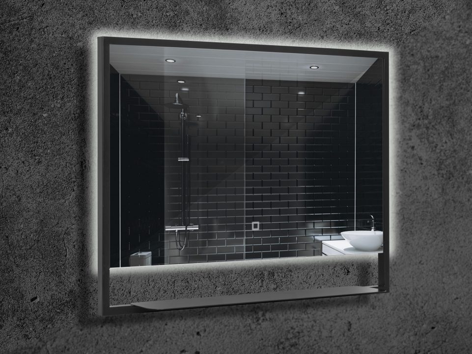 Зеркало с подсветкой Armadi Art Vallessi 551/2 80х80 с полочкой, антрацит зеркало evoform с полочкой 60х50 см
