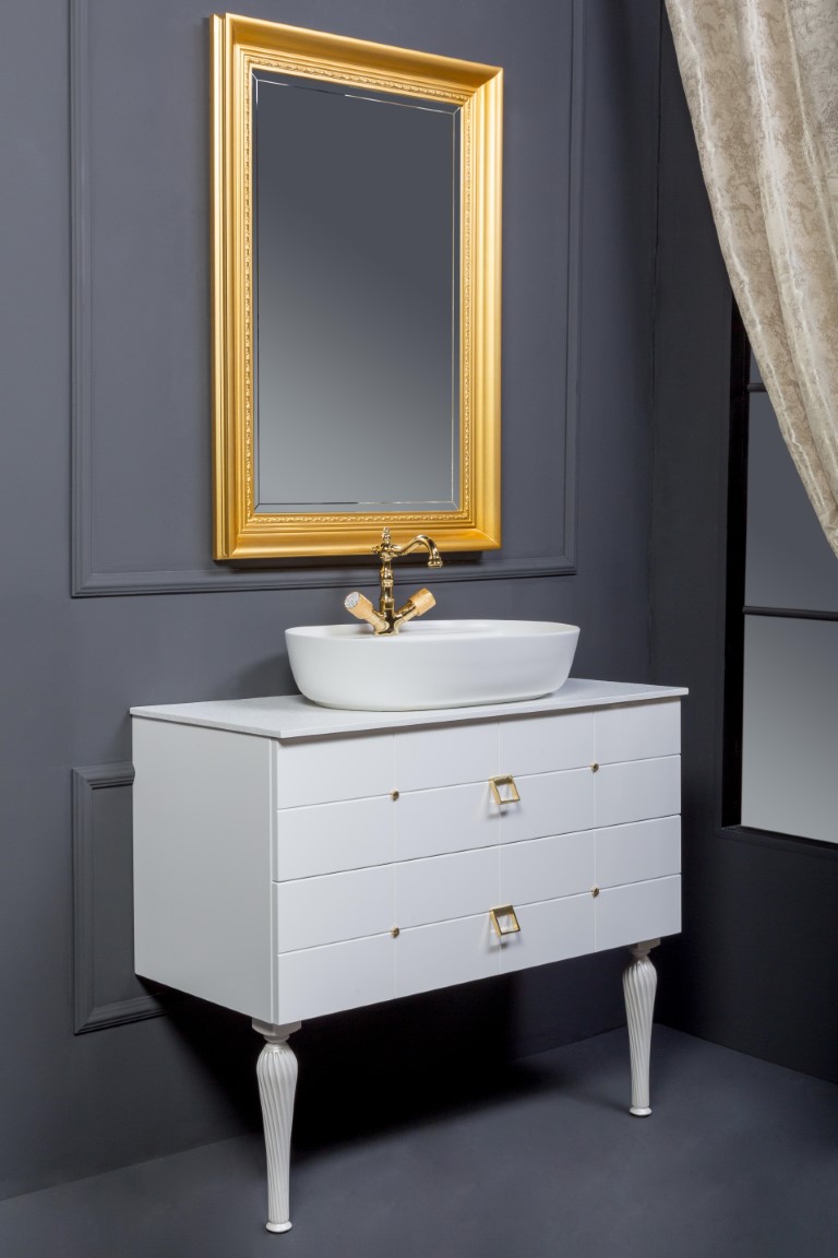 Мебель для ванной комнаты Armadi Art Vallessi Avantgarde 101 см белая, золото