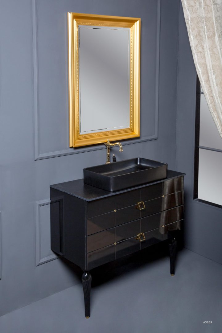 Мебель для ванной комнаты Armadi Art Vallessi Avantgarde 101 см черная, золото