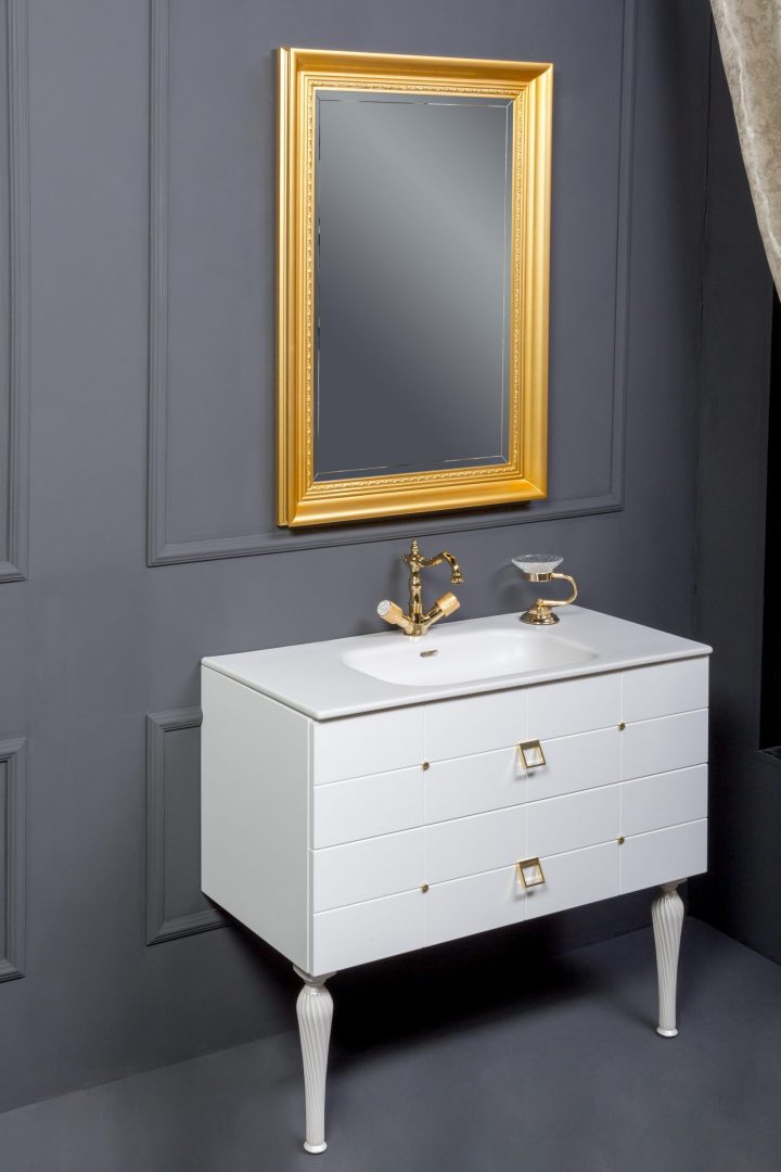 Мебель для ванной комнаты Armadi Art Vallessi Avantgarde 81 см белая, золото