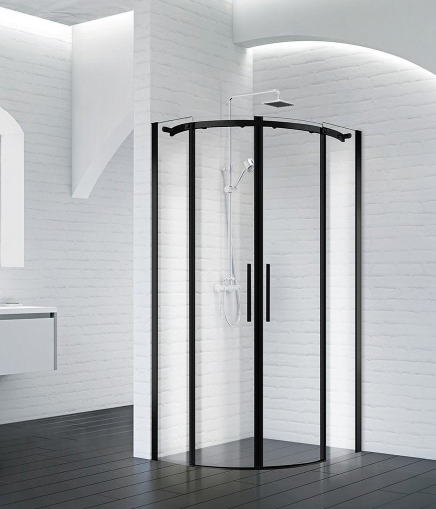 Душевой уголок BelBagno Acqua 100х100 ACQUA-R-2-100-C-NERO стекло прозрачное, профиль черный, без поддона