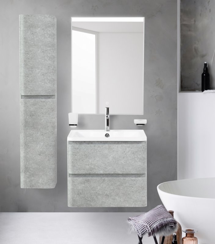 Мебель для ванной комнаты BelBagno Albano 70 см подвесная, 2 ящика, Cemento Verona Grigio