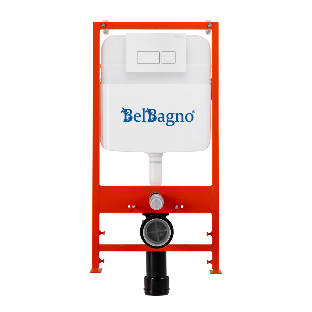Cистема инсталляции с кнопкой смыва BelBagno BB026/BB042BL кнопка белая глянцевая
