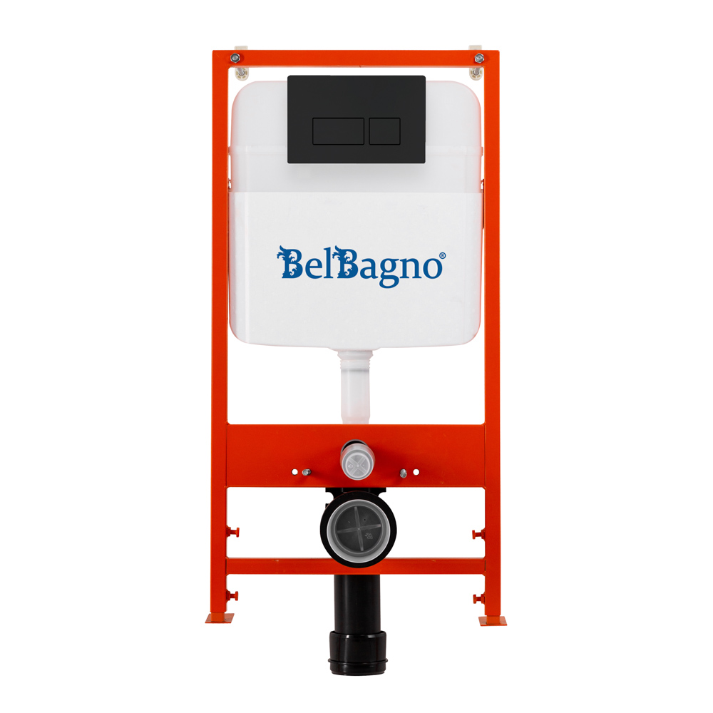 Cистема инсталляции с кнопкой смыва BelBagno BB026/BB044NERO кнопка черная матовая