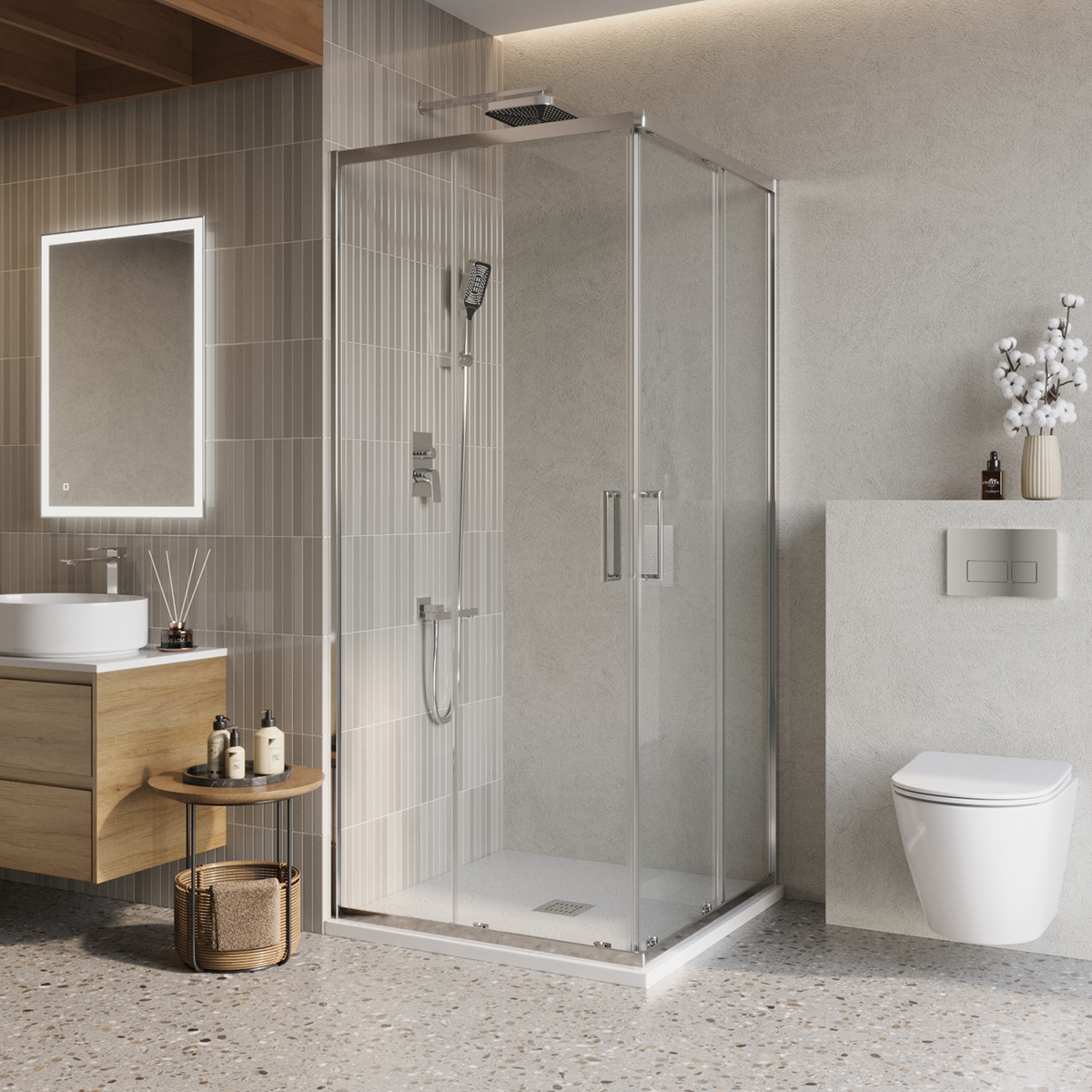 Душевой уголок BelBagno Luce 100x100 LUCE-A-2-100-C-Cr стекло прозрачное, профиль хром, без поддона