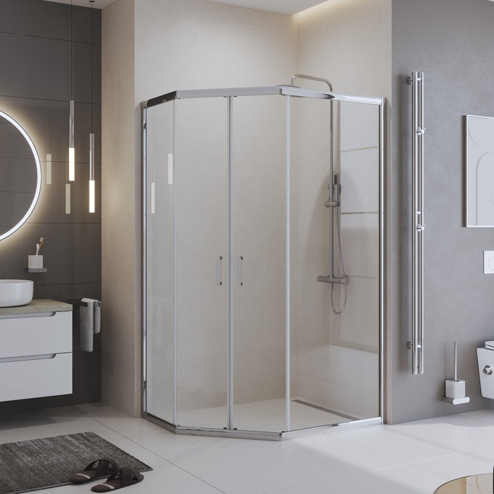 Душевой уголок BelBagno Uno 100x80 UNO-195-PH-2-100/80-C-Cr стекло прозрачное, профиль хром, без поддона