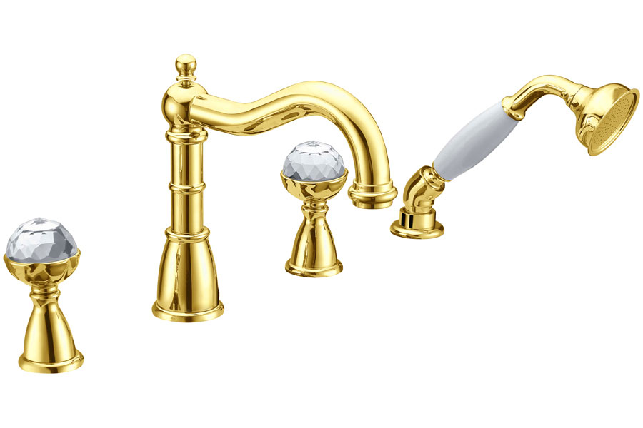 Смеситель для ванны Boheme Imperiale 392 золото, ручки кристаллы