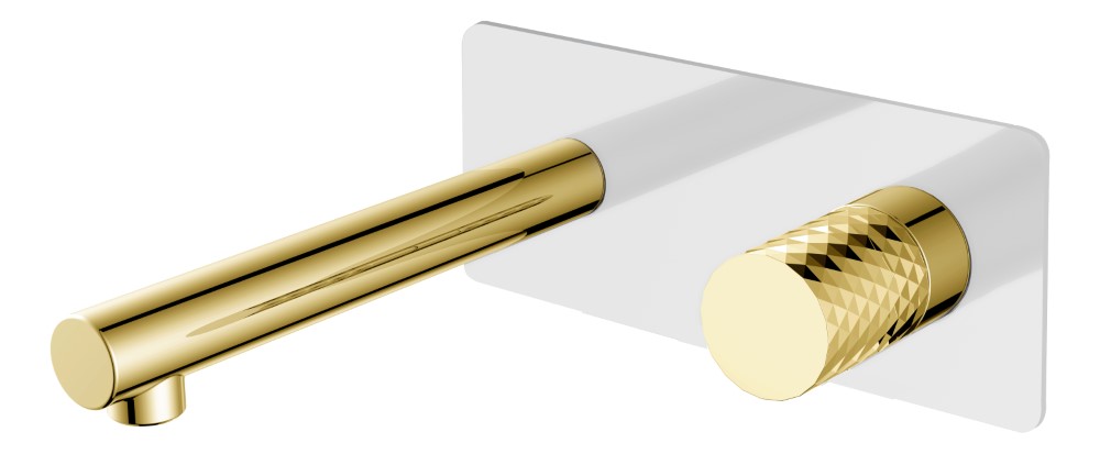 Смеситель для раковины встраиваемый Boheme Stick 125-WG белый, золото сифон для раковины boheme