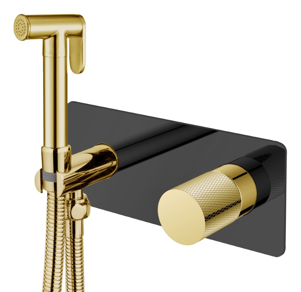 Гигиенический душ со смесителем Boheme Stick 127-BG.2 черный, золото гигиенический душ со смесителем boheme