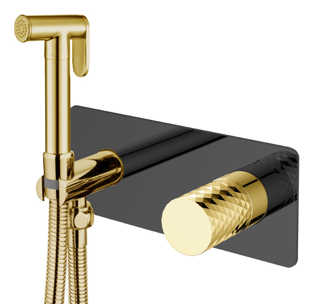Гигиенический душ со смесителем Boheme Stick 127-BG черный, золото