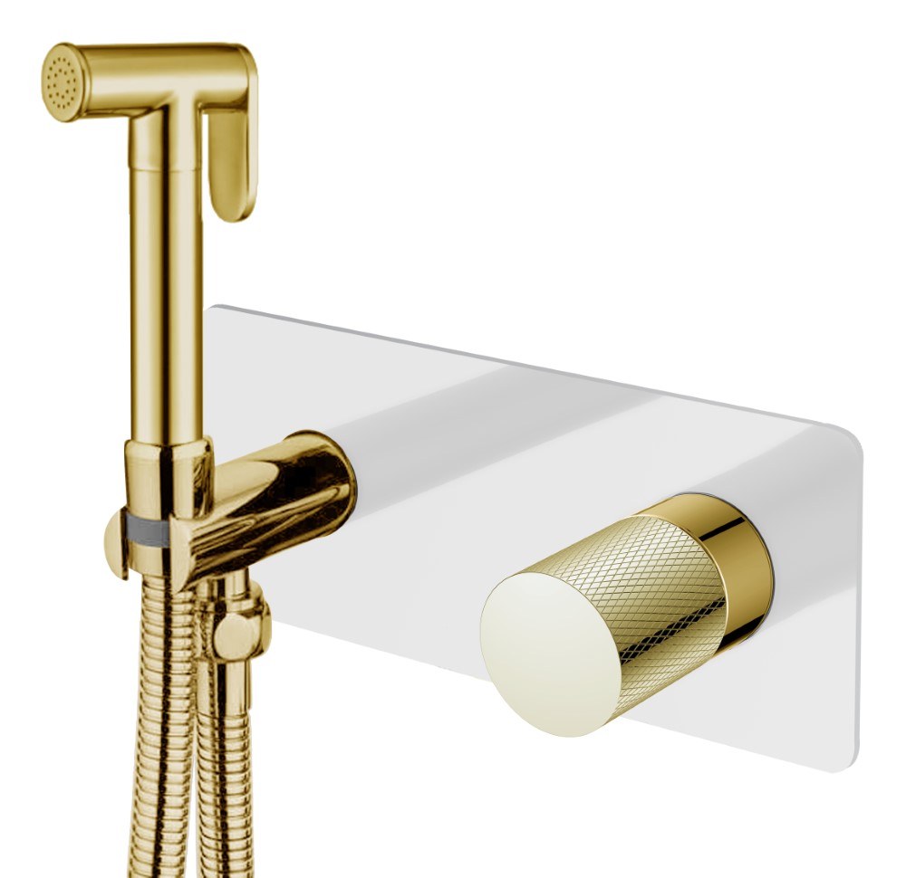 Гигиенический душ со смесителем Boheme Stick 127-WG.2 белый, золото