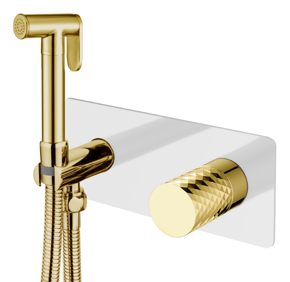 Гигиенический душ со смесителем Boheme Stick 127-WG белый, золото