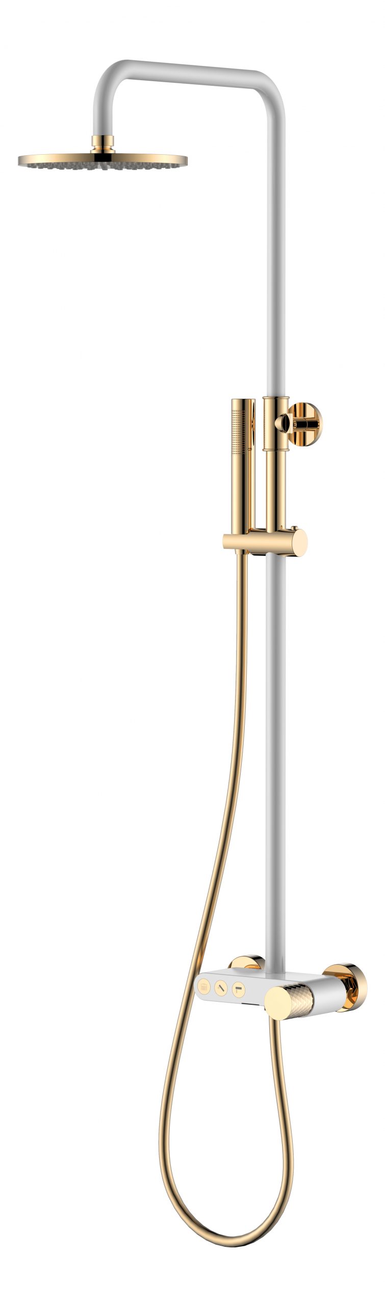 Душевая стойка Boheme Stick 128-WG.2 белая white touch gold, с изливом для ванны
