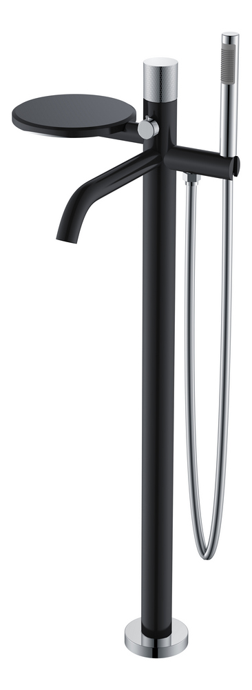 Напольный смеситель для ванны с душем Boheme Stick 129-BCR черный с хромированной ручкой black diamond chrome