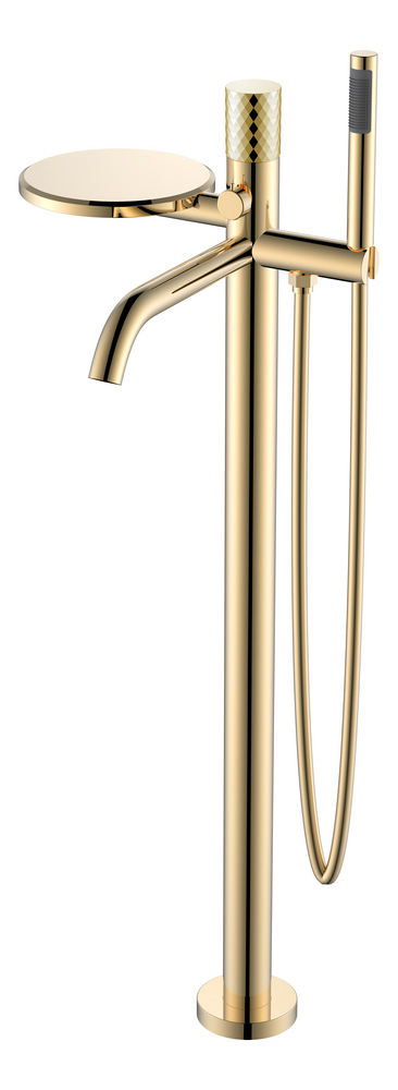 Напольный смеситель для ванны с душем Boheme Stick 129-GG золото с золотой ручкой gold diamond gold