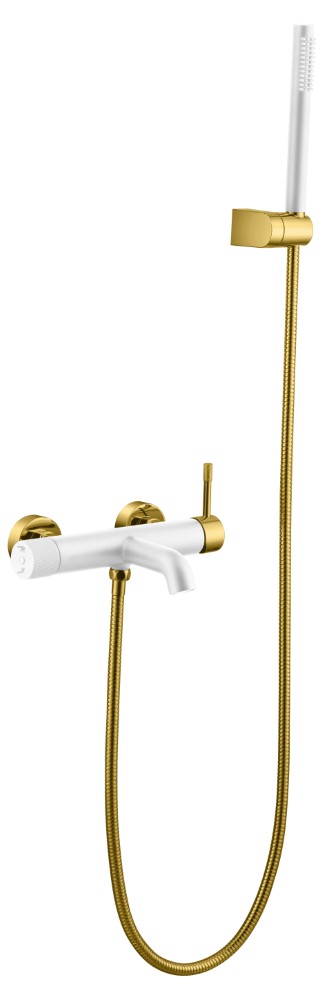 Смеситель для ванны с душем Boheme Uno 463-WG белый, золото
