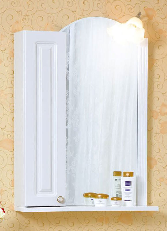 Зеркало со шкафчиком Бриклаер Анна 60 L белый глянец шкаф зеркало для ванной 1marka соната 60 1д белый глянец