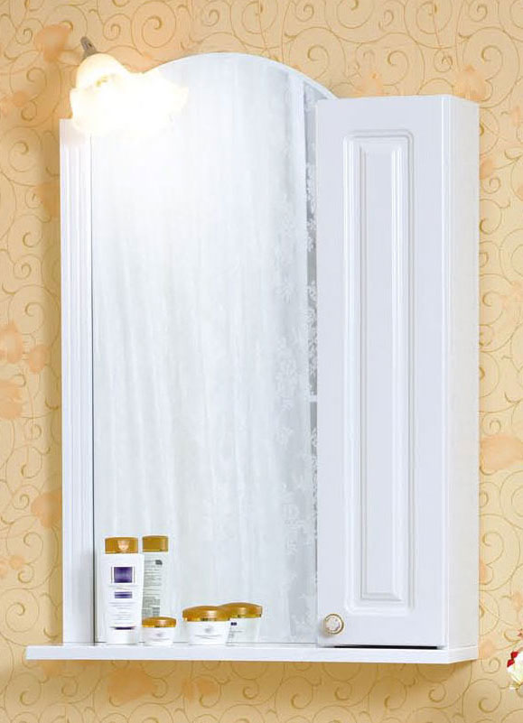 Зеркало со шкафчиком Бриклаер Анна 60 R белый глянец зеркало для ванной 1marka прованс 85 белый глянец