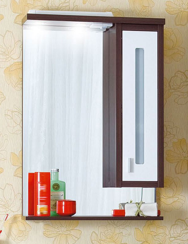 Зеркало со шкафчиком Бриклаер Бали 60 R венге/белый глянец зеркало для ванной 1marka прованс 85 белый глянец