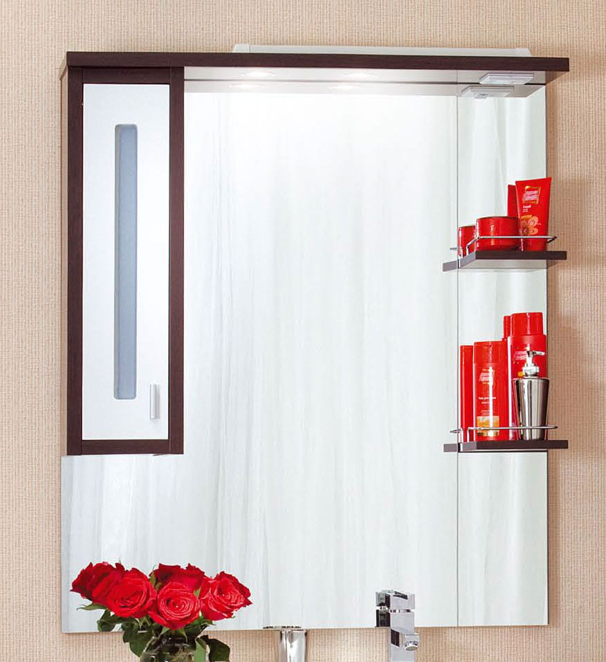 Зеркало со шкафчиком Бриклаер Бали 90 L венге/белый глянец 4627125411854 зеркало для ванной 1marka прованс 85 белый глянец