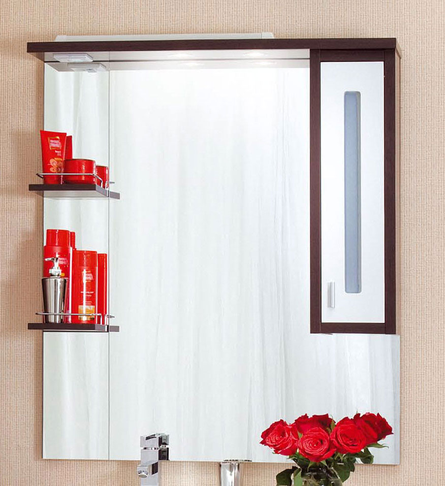 Зеркало со шкафчиком Бриклаер Бали 90 R венге/белый глянец 4627125411861 зеркало для ванной 1marka прованс 85 белый глянец