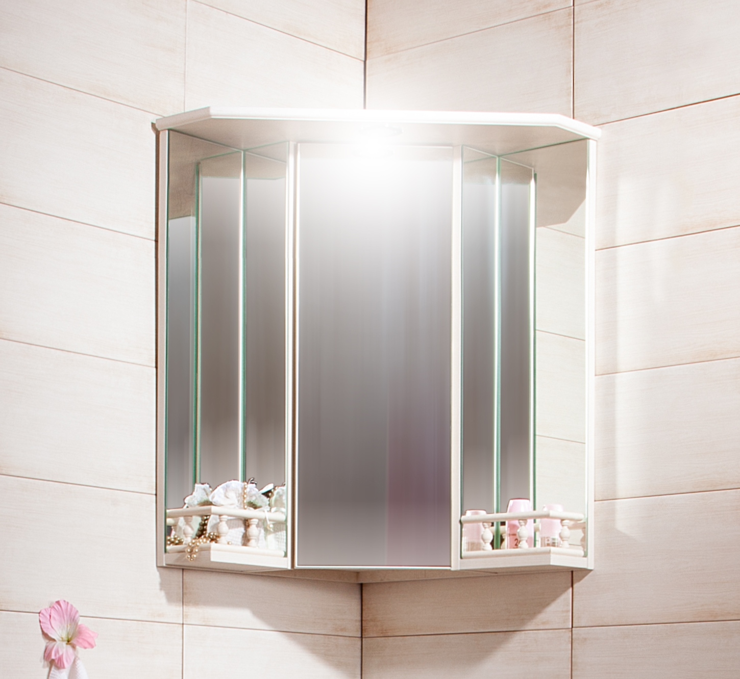 Зеркальный шкаф Бриклаер КАНТРИ угловой, бежевый угловой зеркальный шкаф runo