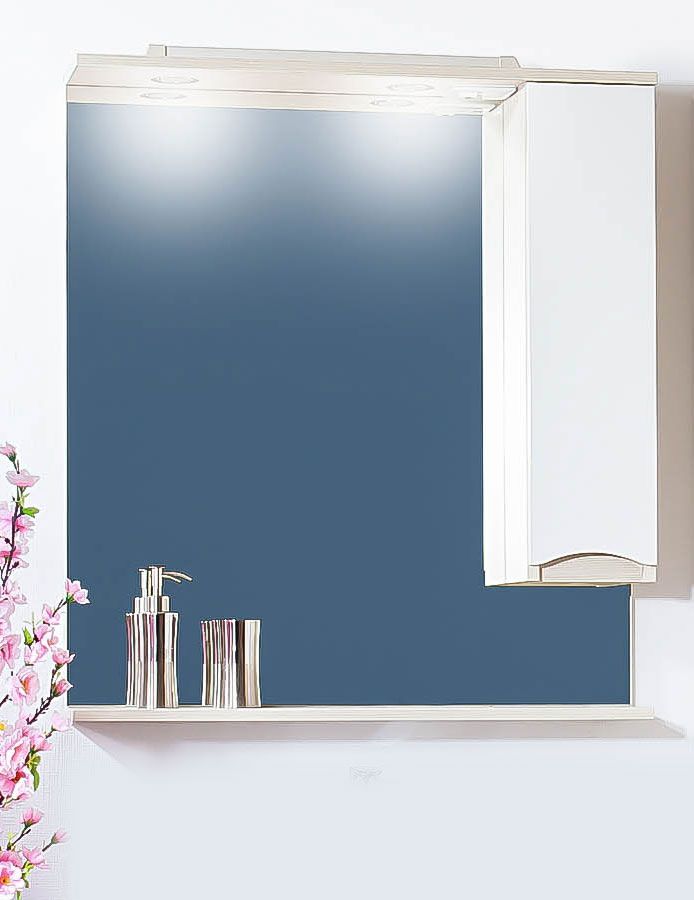 Зеркало со шкафчиком Бриклаер Токио 70 R светлая лиственница/белый глянец