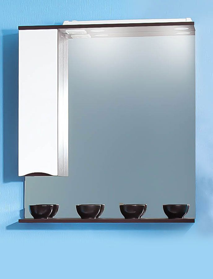 зеркало со шкафчиком бриклаер токио 80 r светлая лиственница белый глянец Зеркало со шкафчиком Бриклаер Токио 80 L венге/белый глянец