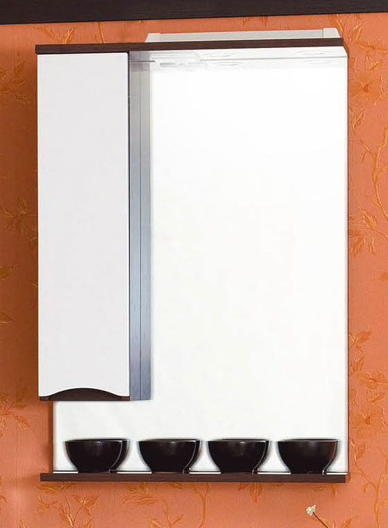 Зеркало со шкафчиком Бриклаер Токио 60 L венге/белый глянец шкаф зеркало для ванной 1marka соната 60 1д белый глянец