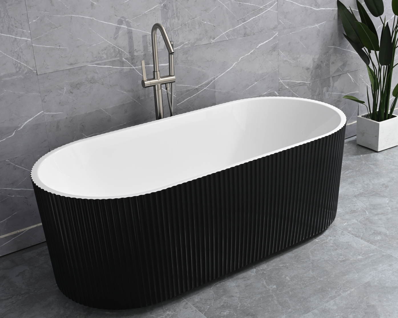Отдельностоящая ванна Frank 170x75 F6103 White+Black белая с черным