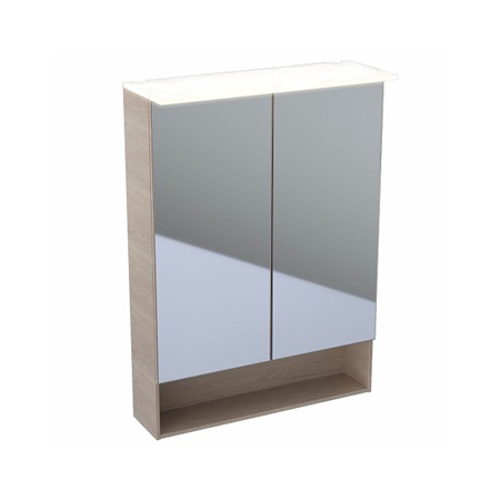 Зеркальный шкаф Geberit Acanto 500.644.00.2 с подсветкой, бежевый зеркальный зеркало шкаф geberit