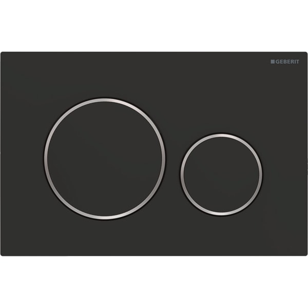 Кнопка для инсталляции Geberit Sigma20 115.882.14.1 черный матовый лак, декоративные кольца хром