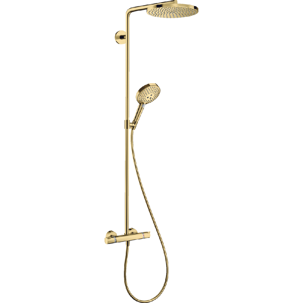 Душевая стойка Hansgrohe Raindance Select S Showerpipe 240 1jet P 27633990 с термостатом, без излива, золото