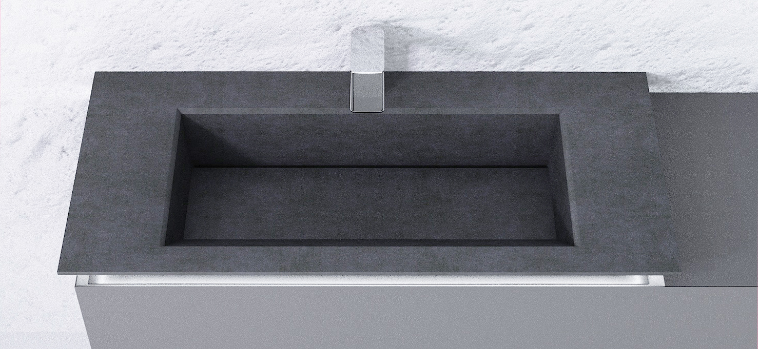Раковина мебельная Jorno Incline 100 см Inc.08.100/P/Bet/JR бетон