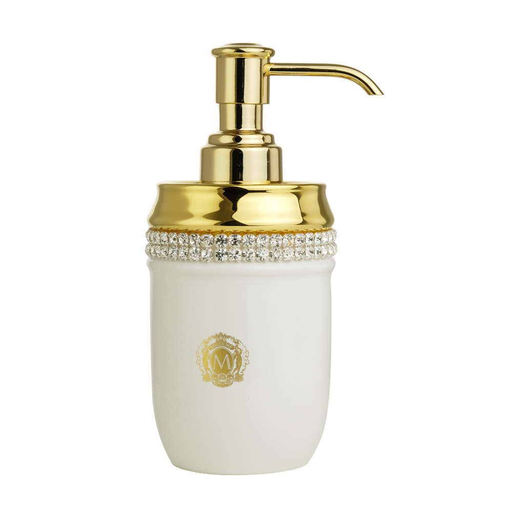 Дозатор жидкого мыла Migliore Dubai 26593белый/золото, swarovski