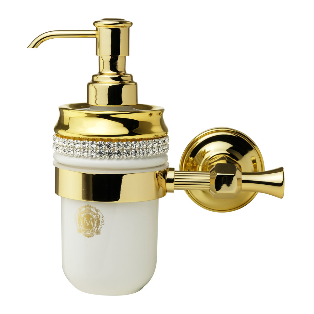 Дозатор жидкого мыла Migliore Dubai 28484 белый/золото, swarovski
