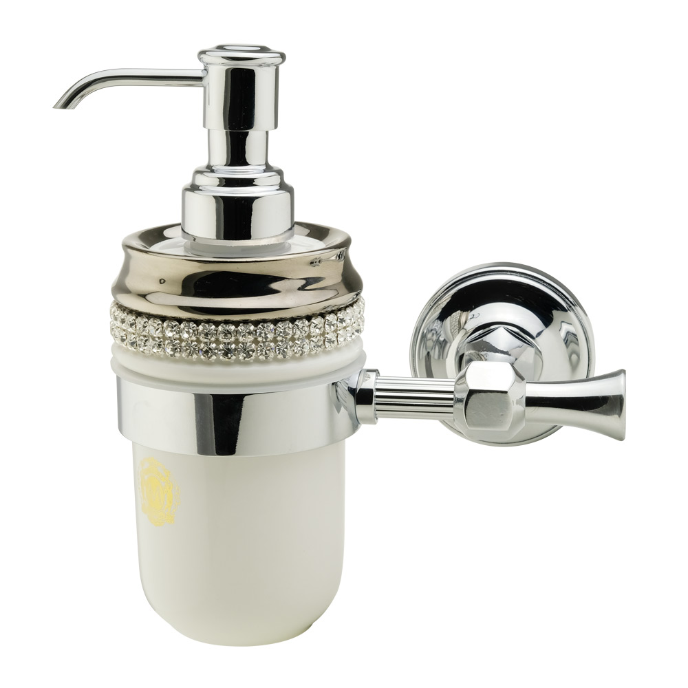 Дозатор жидкого мыла Migliore Dubai 28485 белый/платина, swarovski