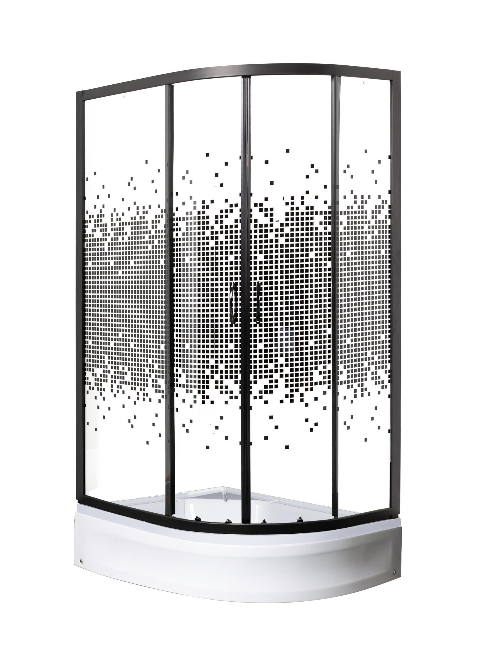 

Душевой уголок Мономах ДУ 100/70/180 МЗ BL L левый, с поддоном, стекло с рисунком, профиль черный