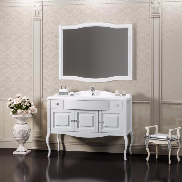 Мебель для ванной Opadiris Лаура 100 белая без патины с мраморной столешницей