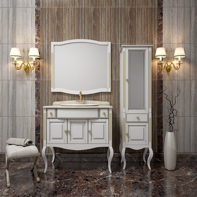 Мебель для ванной Opadiris Лаура 100 белая с бежевой патиной с мраморной столешницей пельмени мираторг angus из мраморной говядины замороженные 800 гр