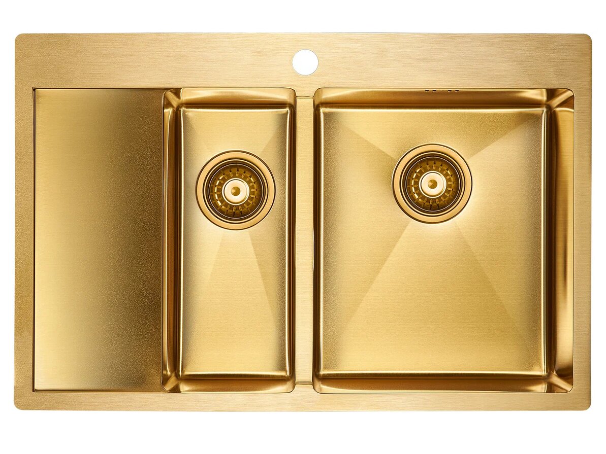 Мойка для кухни нержавеющая Paulmark AISI201 Liga PM227851-BGR брашированное золото правая 78 см