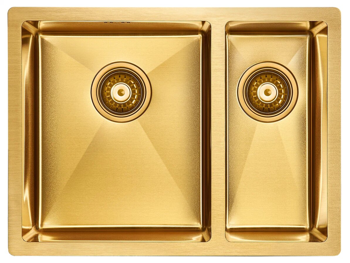 Мойка для кухни нержавеющая Paulmark AISI201 Zusat PM225944-BGL брашированное золото левая 59 см