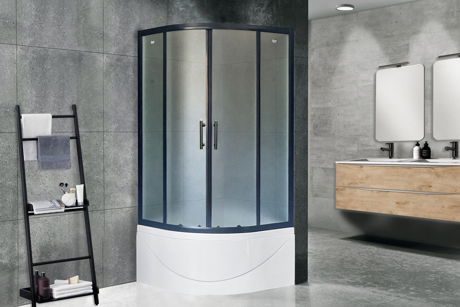 Душевой уголок Royal Bath BK 90x90 RB90BK-C-BL-Practic стекло рифленое, профиль черный, с поддоном