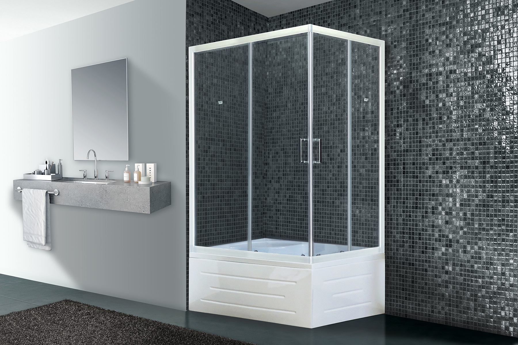 Душевой уголок Royal Bath RB 8100BP-Т L 100x80 прозрачный