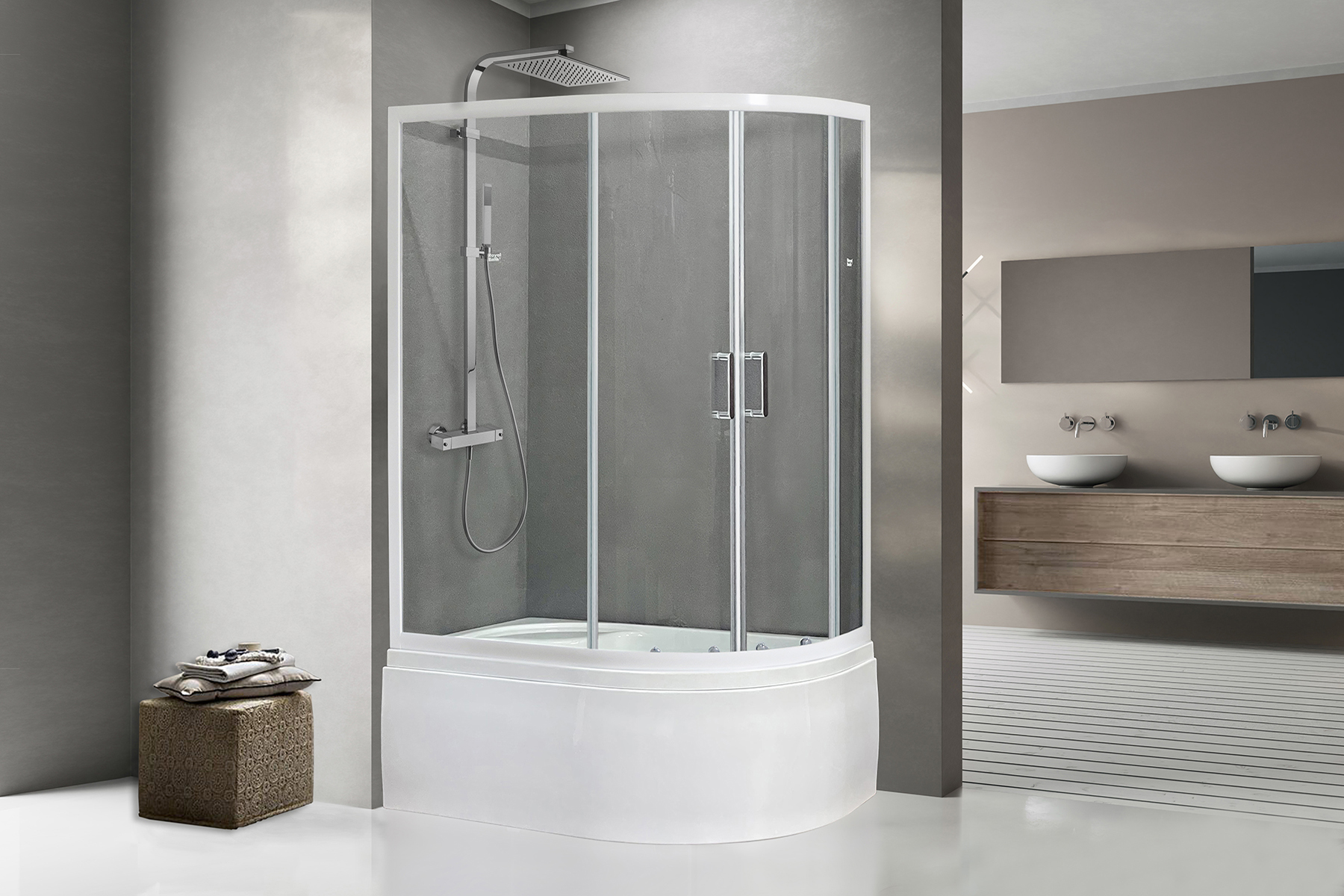 Душевой уголок Royal Bath RB 8120BK-T L 120x80 прозрачный